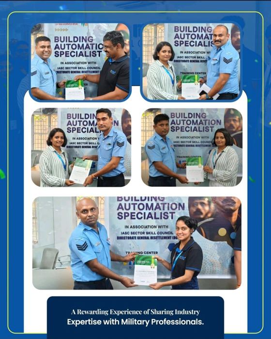 Air Force personnel receiving Building Automation Specialist certificates