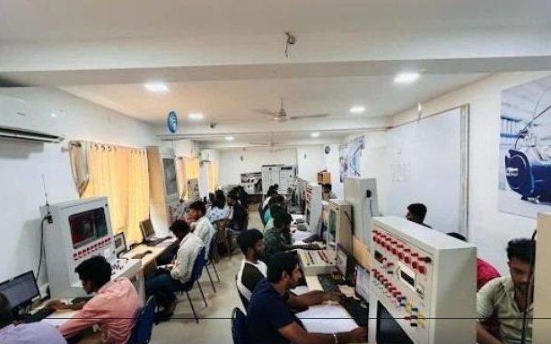 Automation lab with PLC trainer panels at IPCS Global Coimbatore