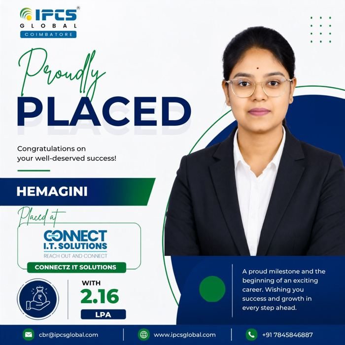 Hemagini placed at Connectz IT Solutions with 2.16 LPA