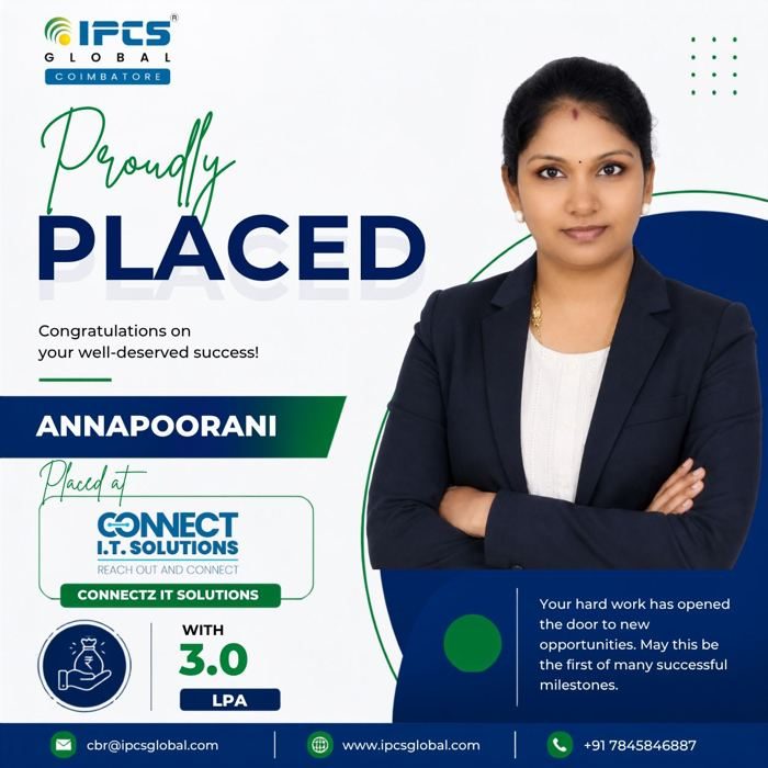 Annapoorani placed at Connectz IT Solutions with 3.0 LPA