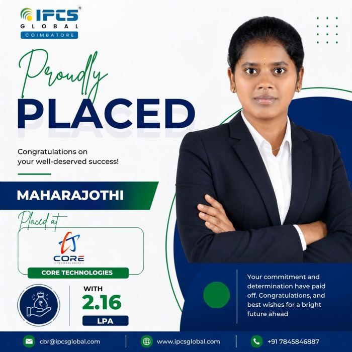 Maharajothi placed at Core Technologies with 2.16 LPA