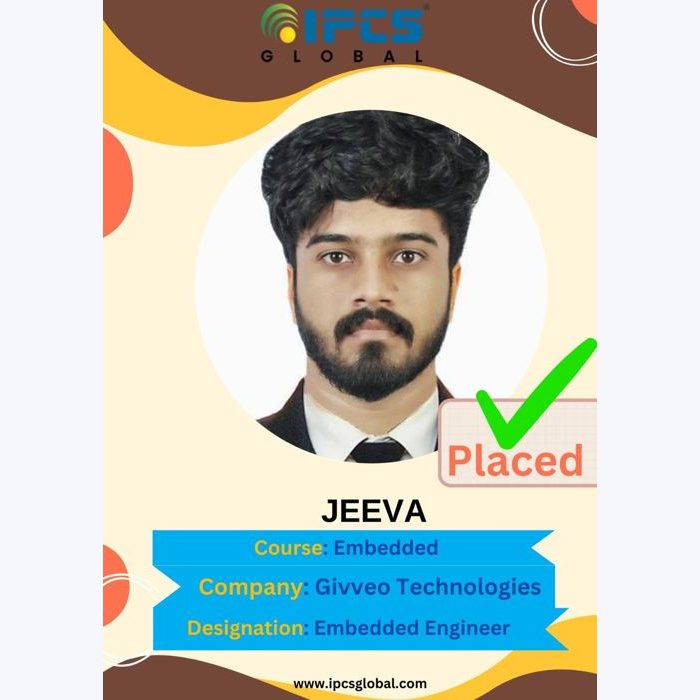 Jeeva placed at Givveo Technologies as Embedded Engineer