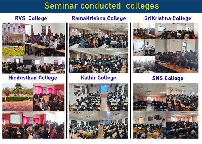 Seminars conducted at RVS, Ramakrishna, Sri Krishna, Hindusthan, Kathir and SNS colleges